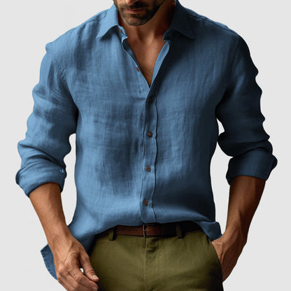 lars | vintage overhemd met knopen blauw