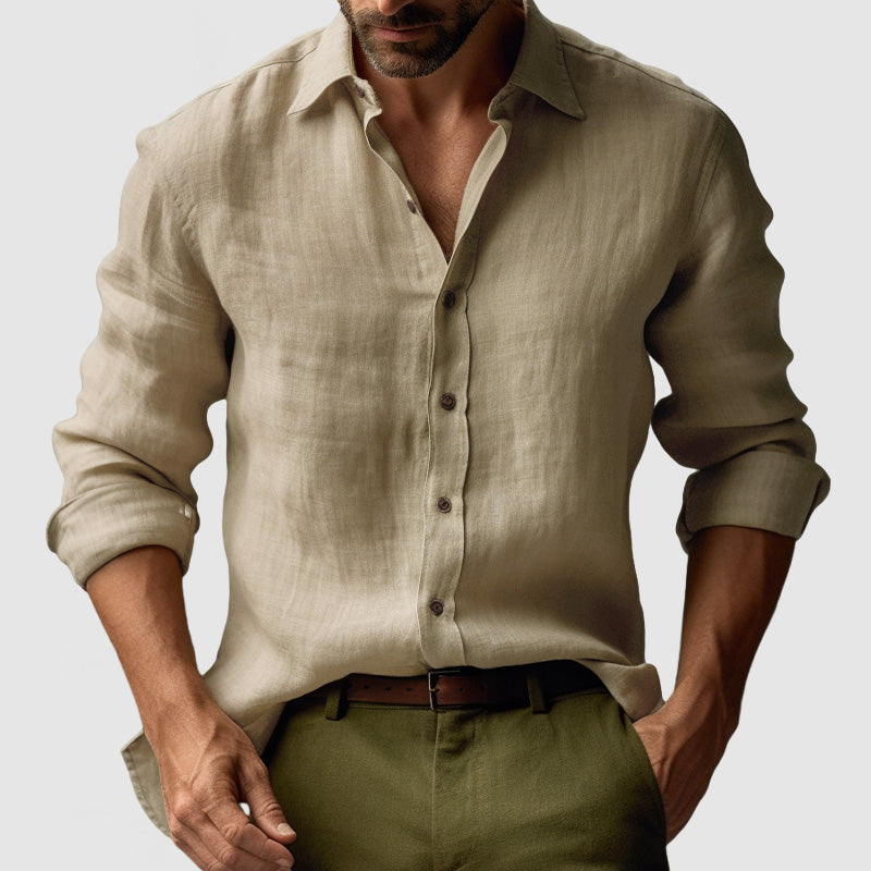 lars | vintage overhemd met knopen khaki