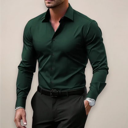 lars | slim fit lente overhemd donkergroen