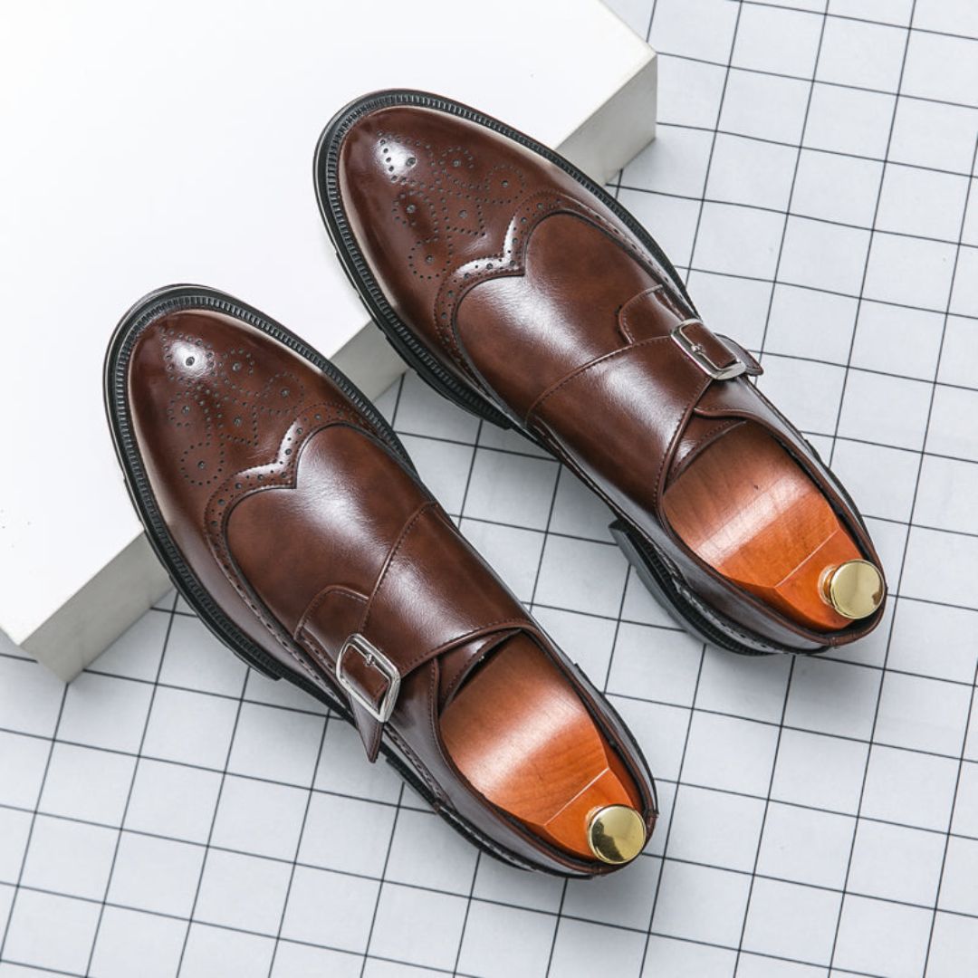 daan | heren monk strap schoen bruin