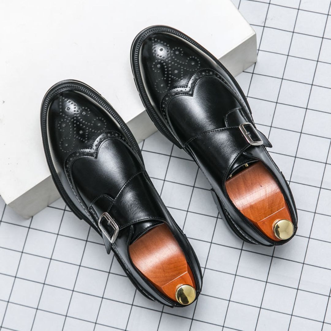 daan | heren monk strap schoen zwart