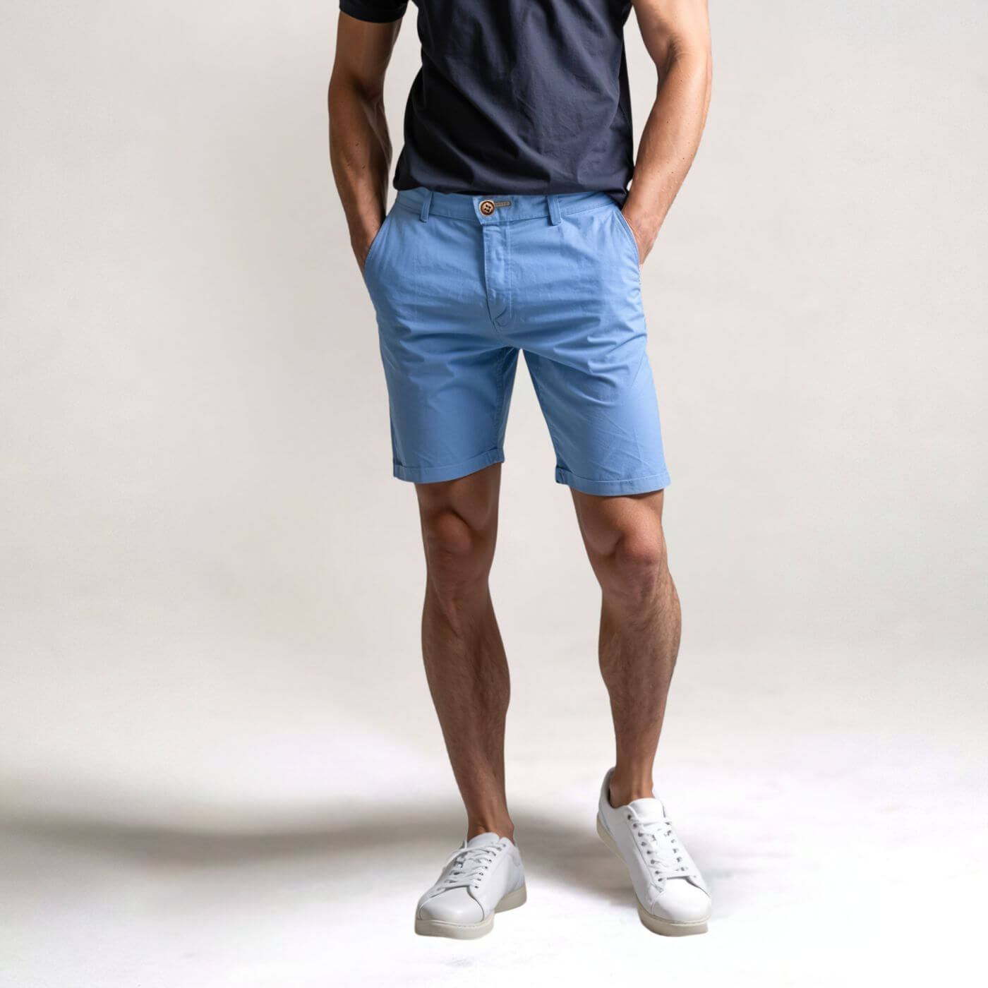 milan | heren smart-casual shorts slim fit lichtblauw