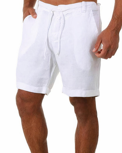 daan | heren linnen korte broek wit