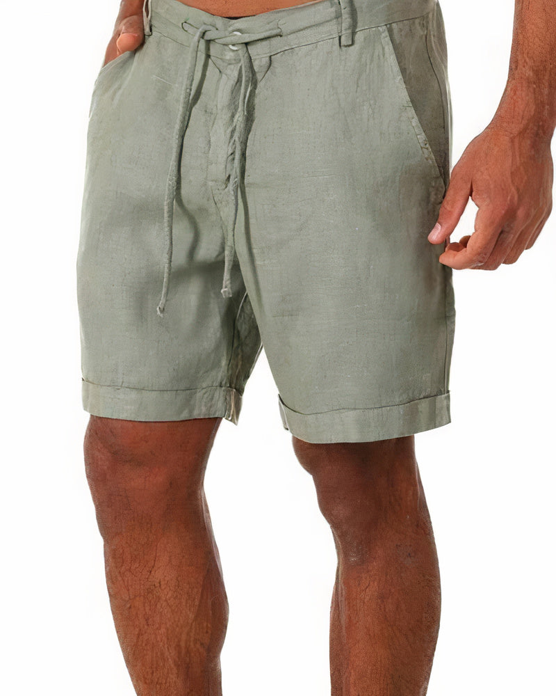 daan | heren linnen korte broek groen