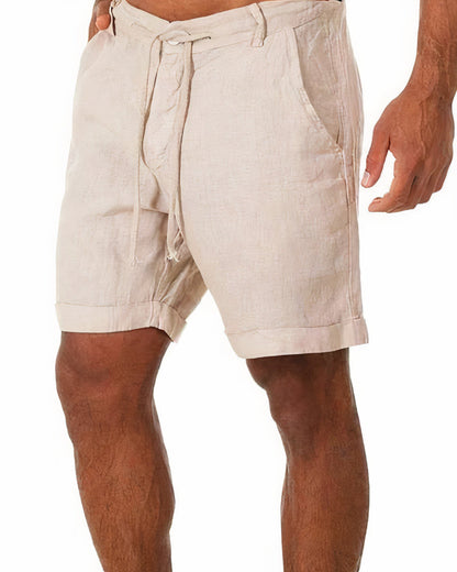 daan | heren linnen korte broek beige