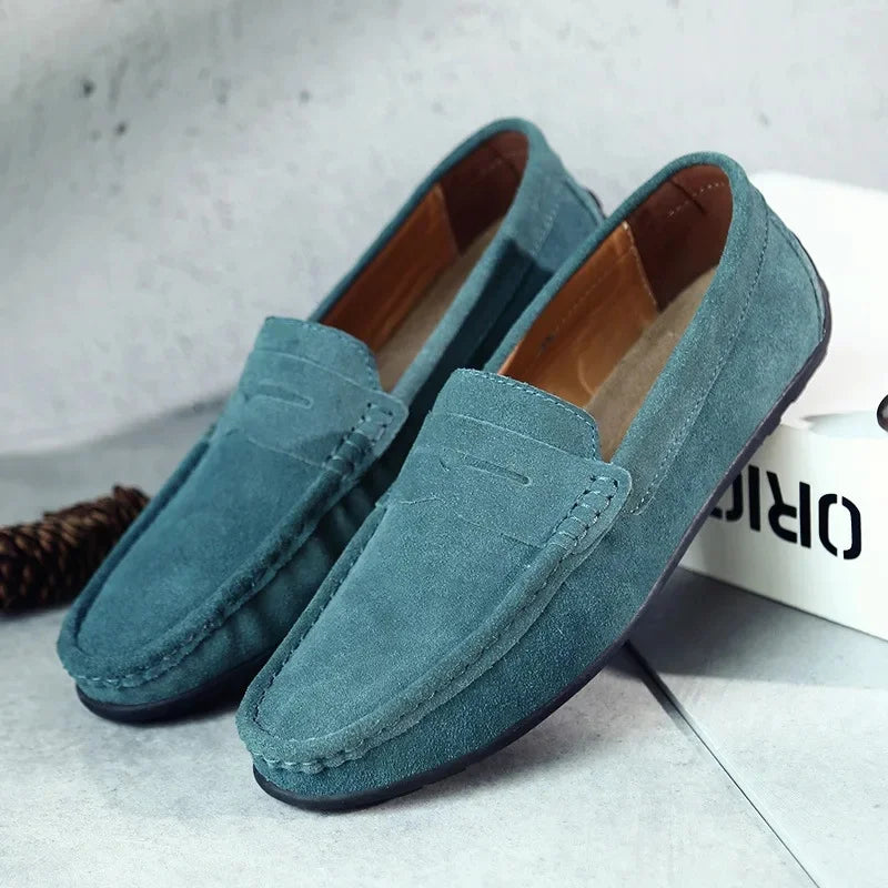 lars | heren penny loafers pauwgroen