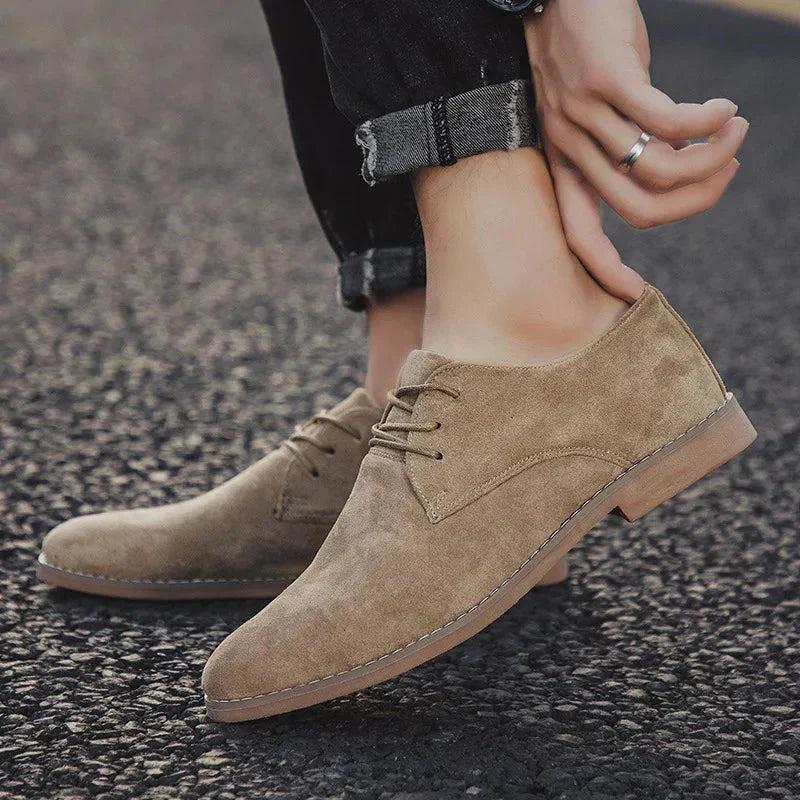 lars | minimalistische derby schoenen met veters khaki