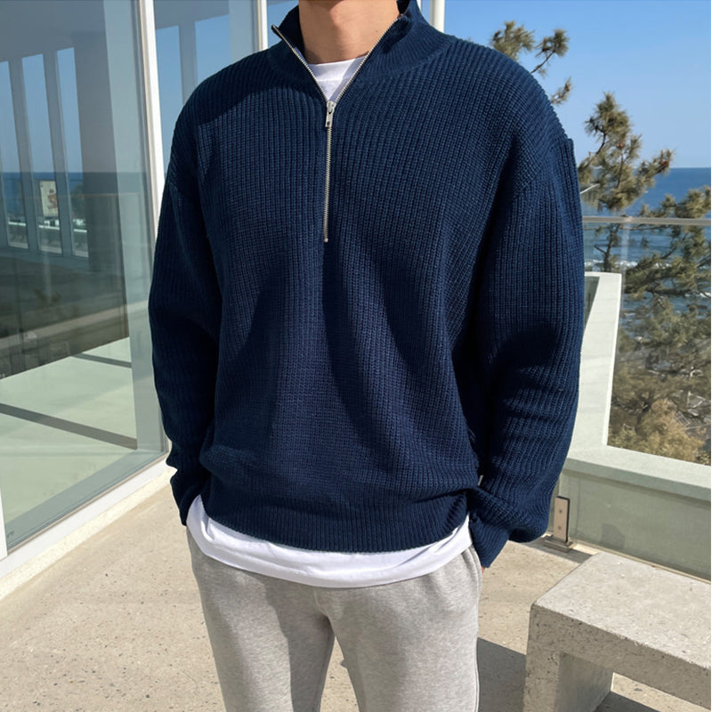 levi | herentrui met hoge kraag blauw