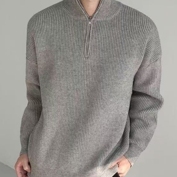 levi | herentrui met hoge kraag lichtgrijs