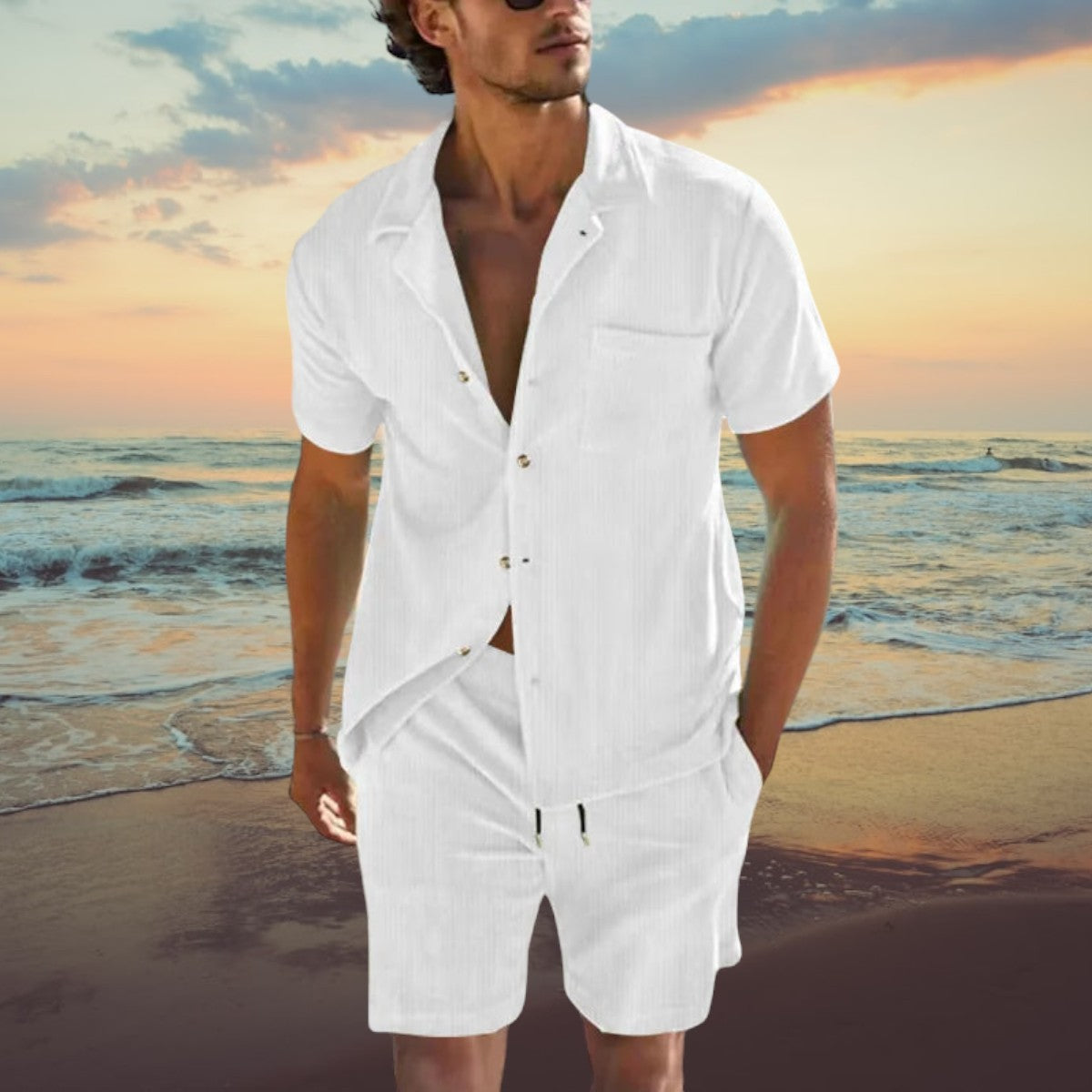 milan | casual t-shirt en shorts set wit