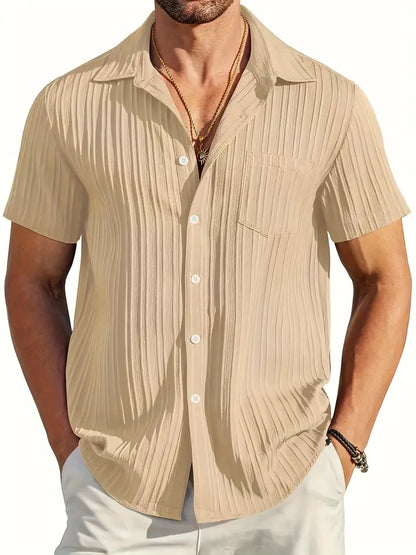 sem | korte mouw plissé shirt khaki