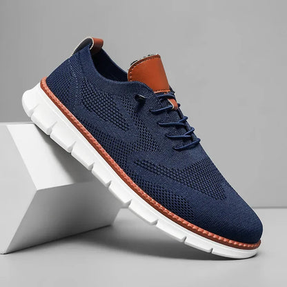 bas | heren leren schoenen met ademende voering blauw