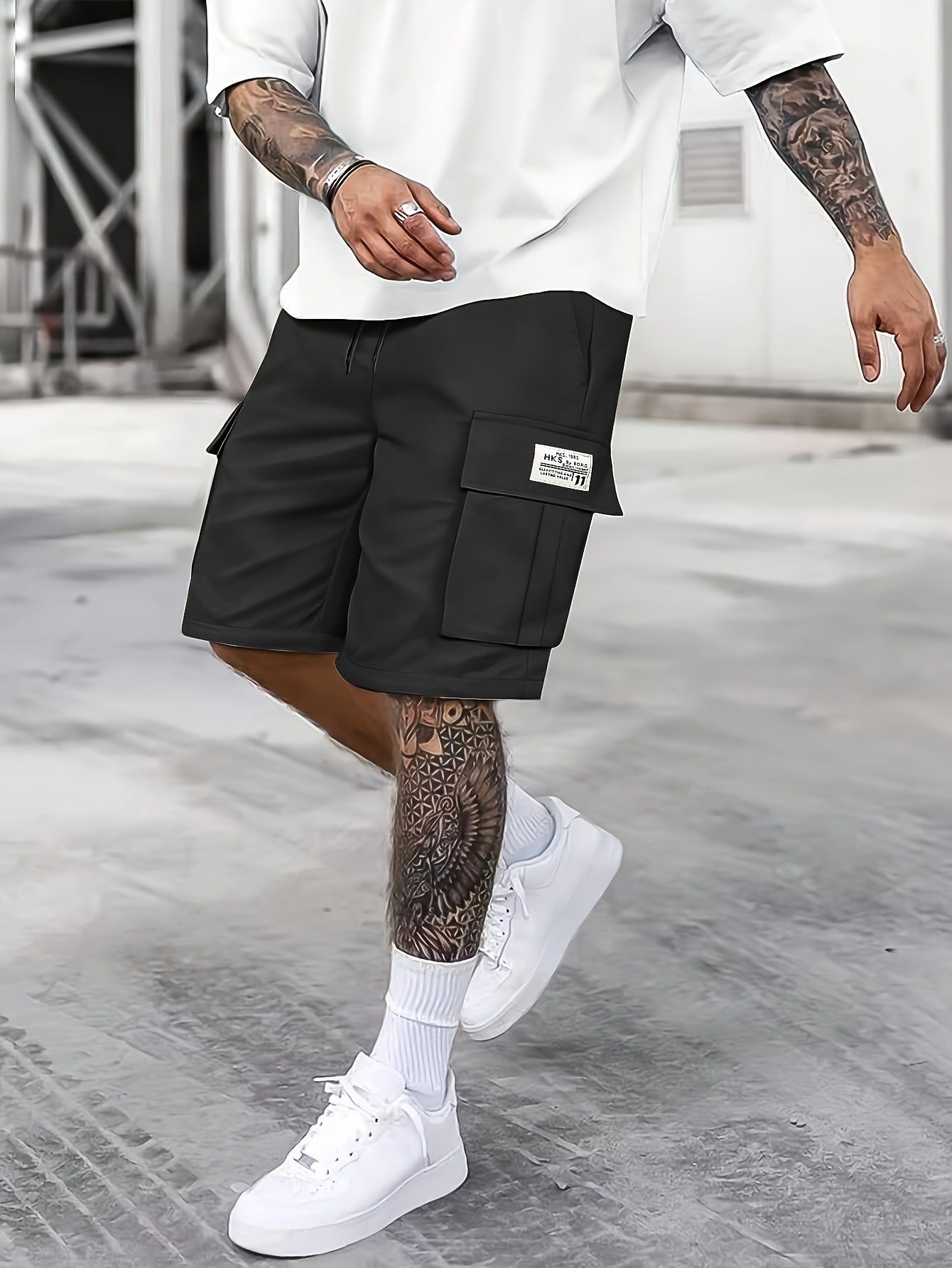 daan | heren cargo shorts zwart