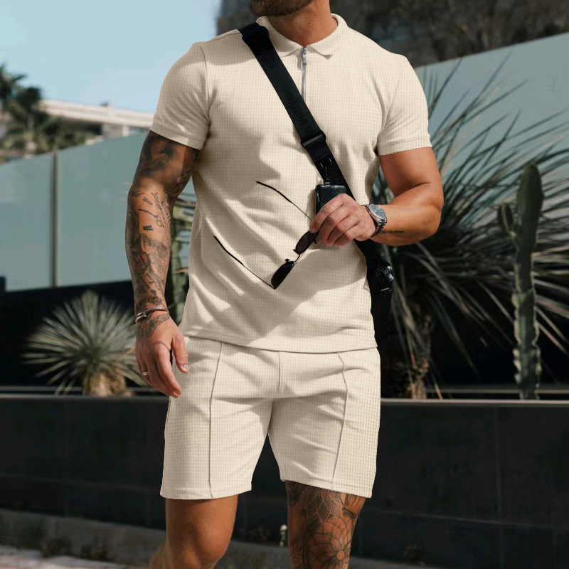 milan | heren tweedelige set polo & shorts beige