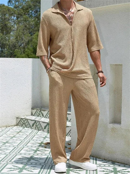 lars | comfort set met asymmetrische cardigan khaki