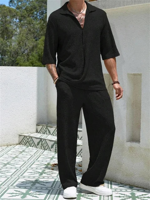 lars | comfort set met asymmetrische cardigan zwart