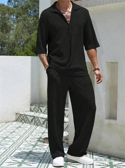 lars | comfort set met asymmetrische cardigan zwart