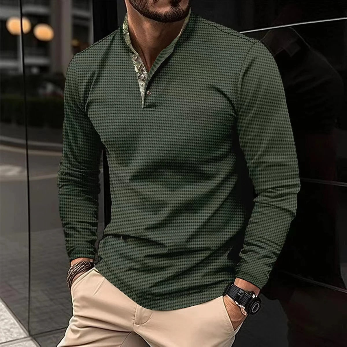 hugo | heren longsleeve polo legergroen