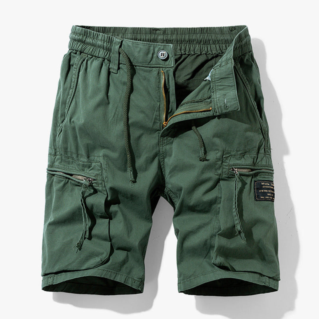 daan | heren cargo shorts met kordelzug legergroen
