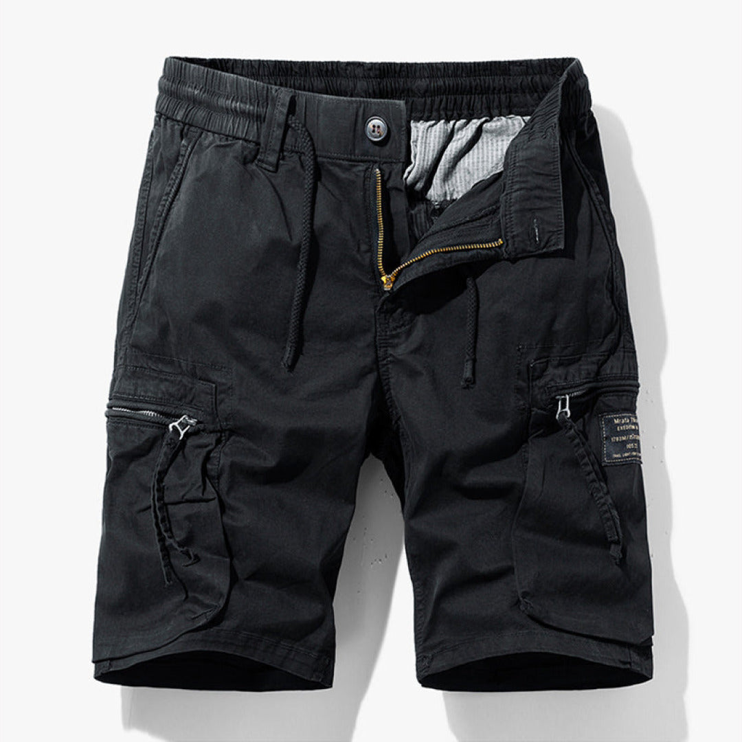 daan | heren cargo shorts met kordelzug zwart