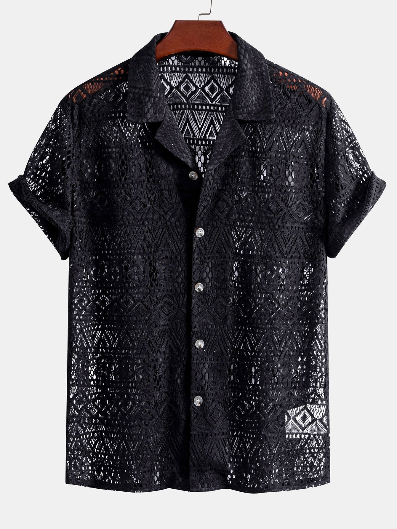 daan | haakshirt met ethno-patroon zwart