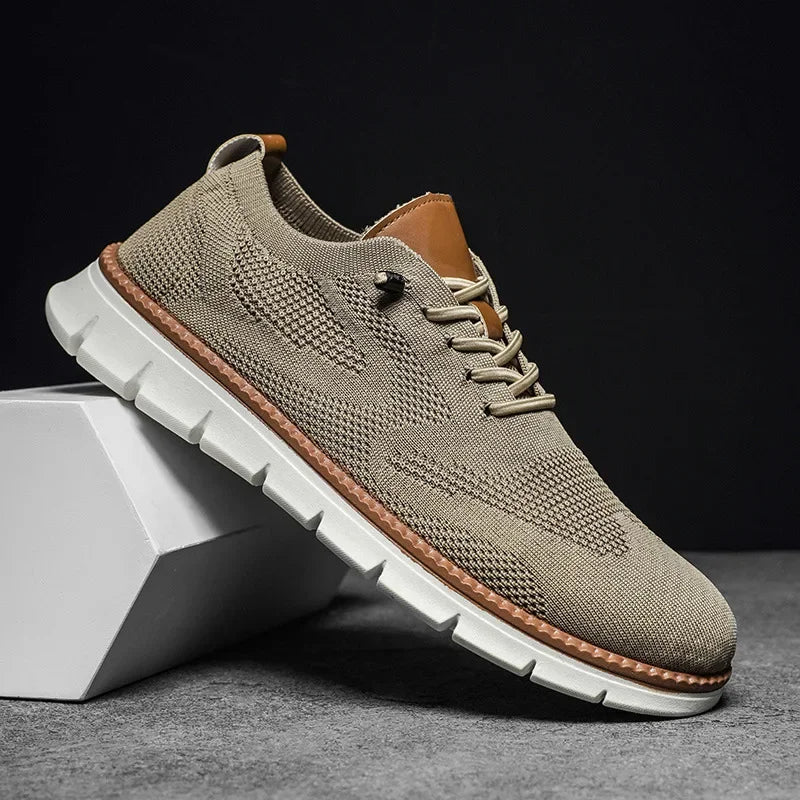 bas | heren leren schoenen met ademende voering beige