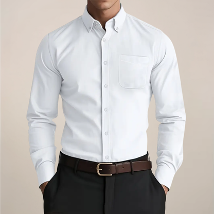jens | klassiek langarm button-down overhemd wit