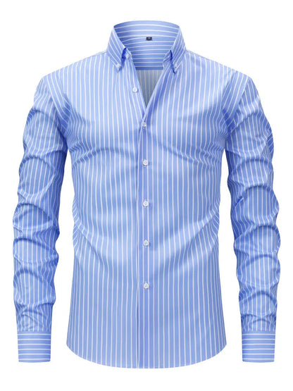 sem | gestreept slim fit overhemd lichtblauw