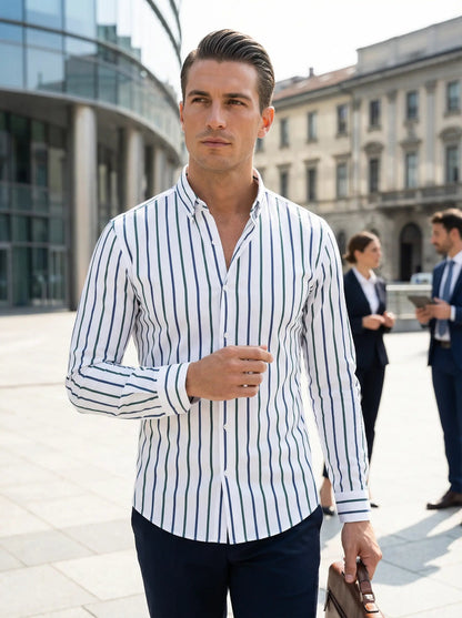 sem | gestreept slim fit overhemd