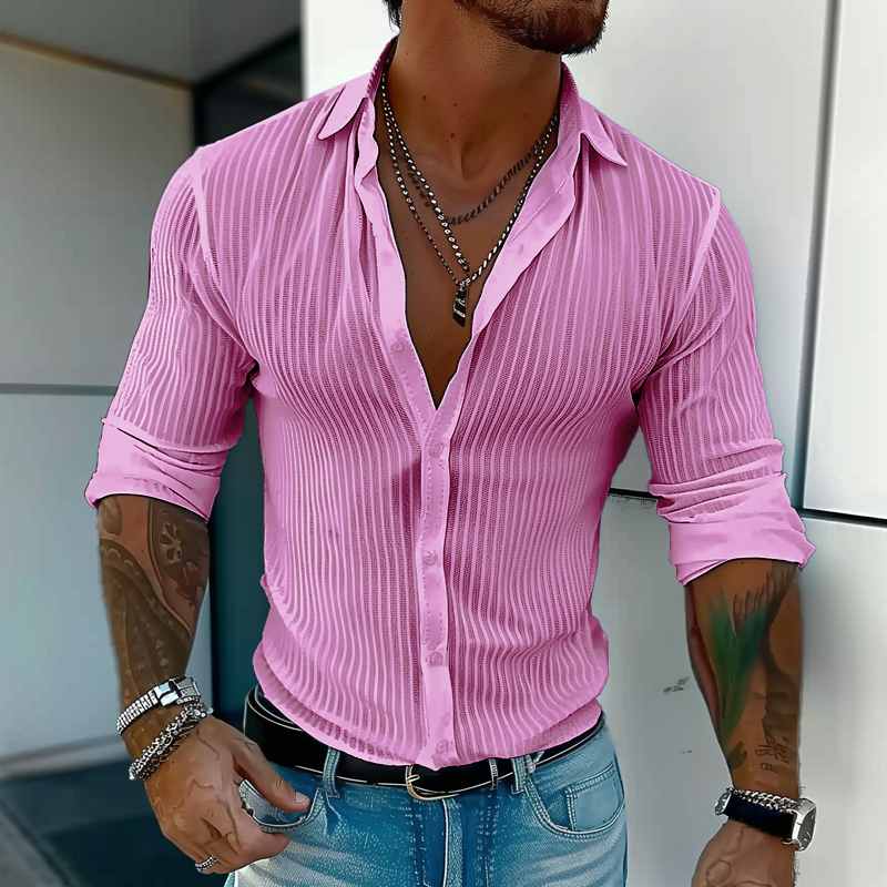 finn | heren slim fit geruit overhemd roze