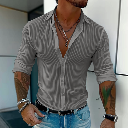 finn | heren slim fit geruit overhemd grijs