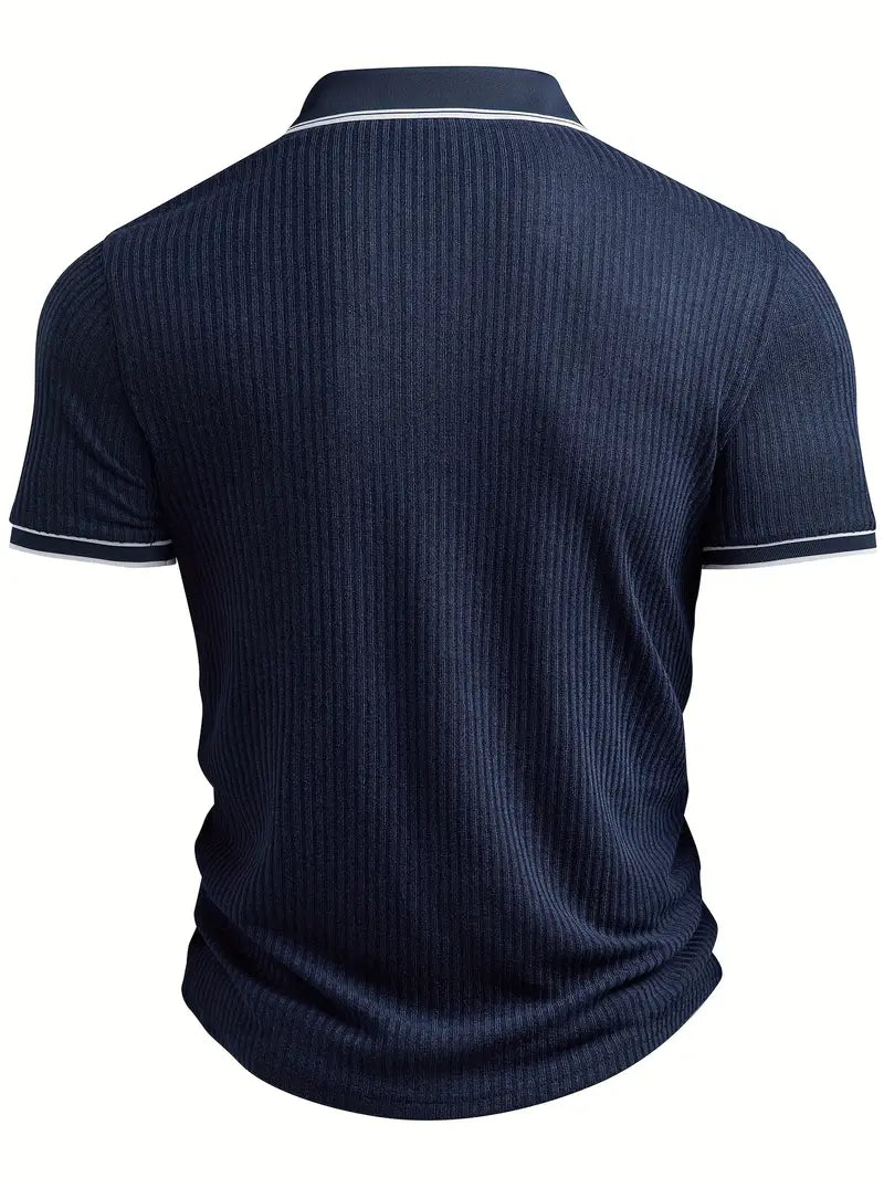 lars | geripte polo met contrastdetails