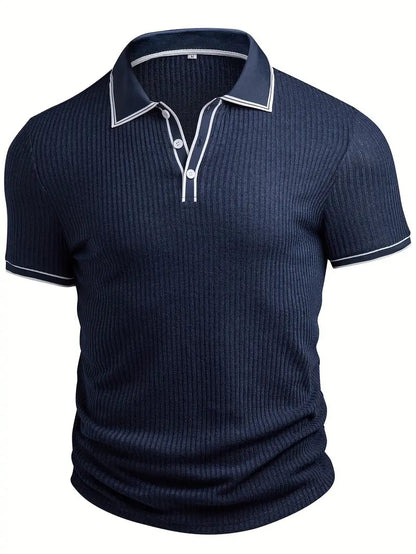 lars | geripte polo met contrastdetails