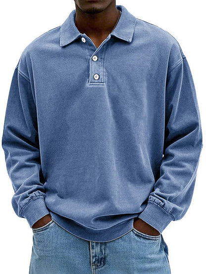 daan | heren polo met lange mouwen blauw