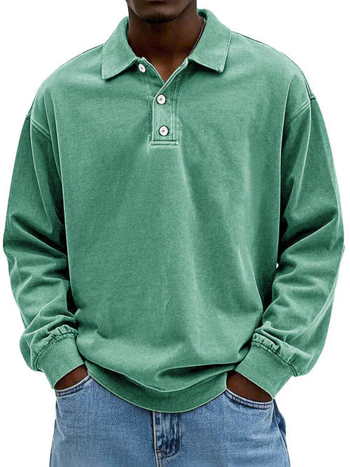 daan | heren polo met lange mouwen groen