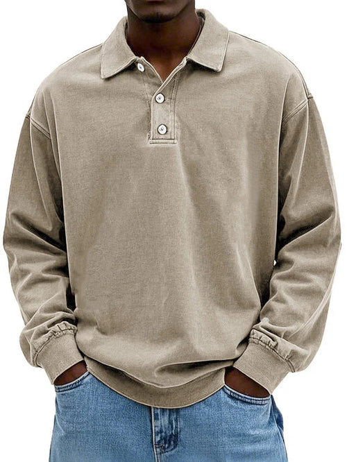 daan | heren polo met lange mouwen khaki