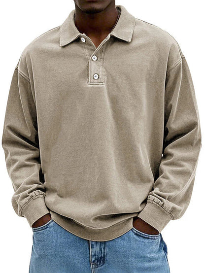 daan | heren polo met lange mouwen khaki
