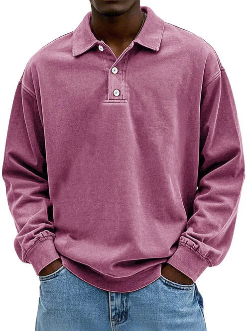 daan | heren polo met lange mouwen roze