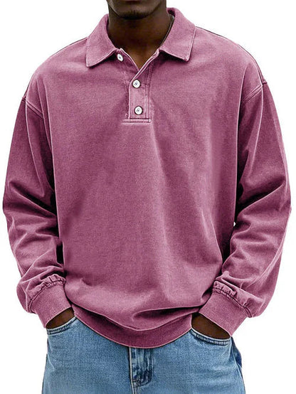 daan | heren polo met lange mouwen roze
