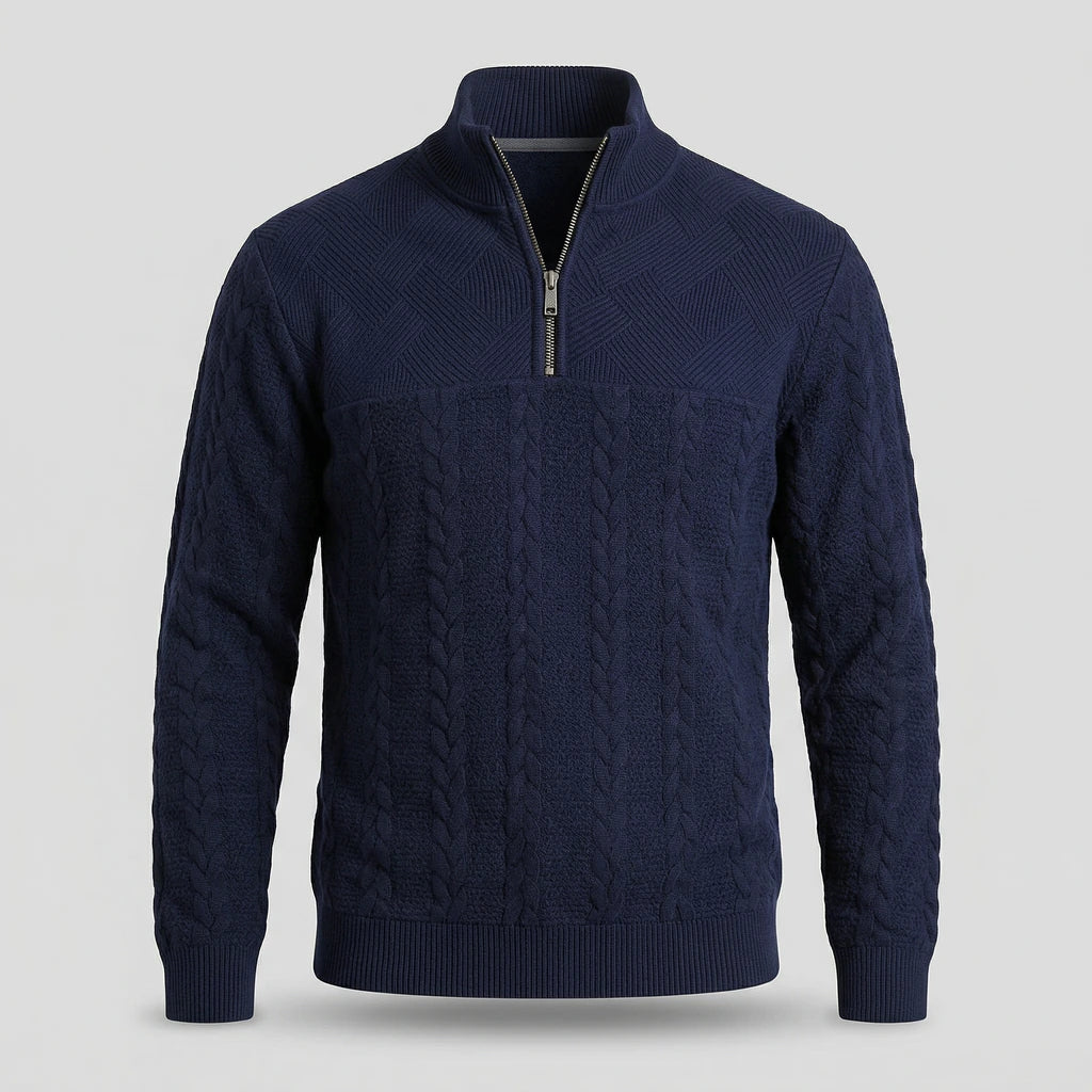 Thomas | Kabelgebreide Trui met Halve Rits