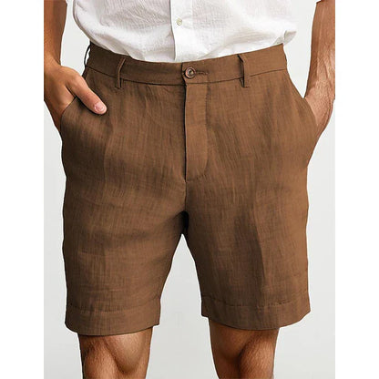 milan | heren linnen chino short bruin