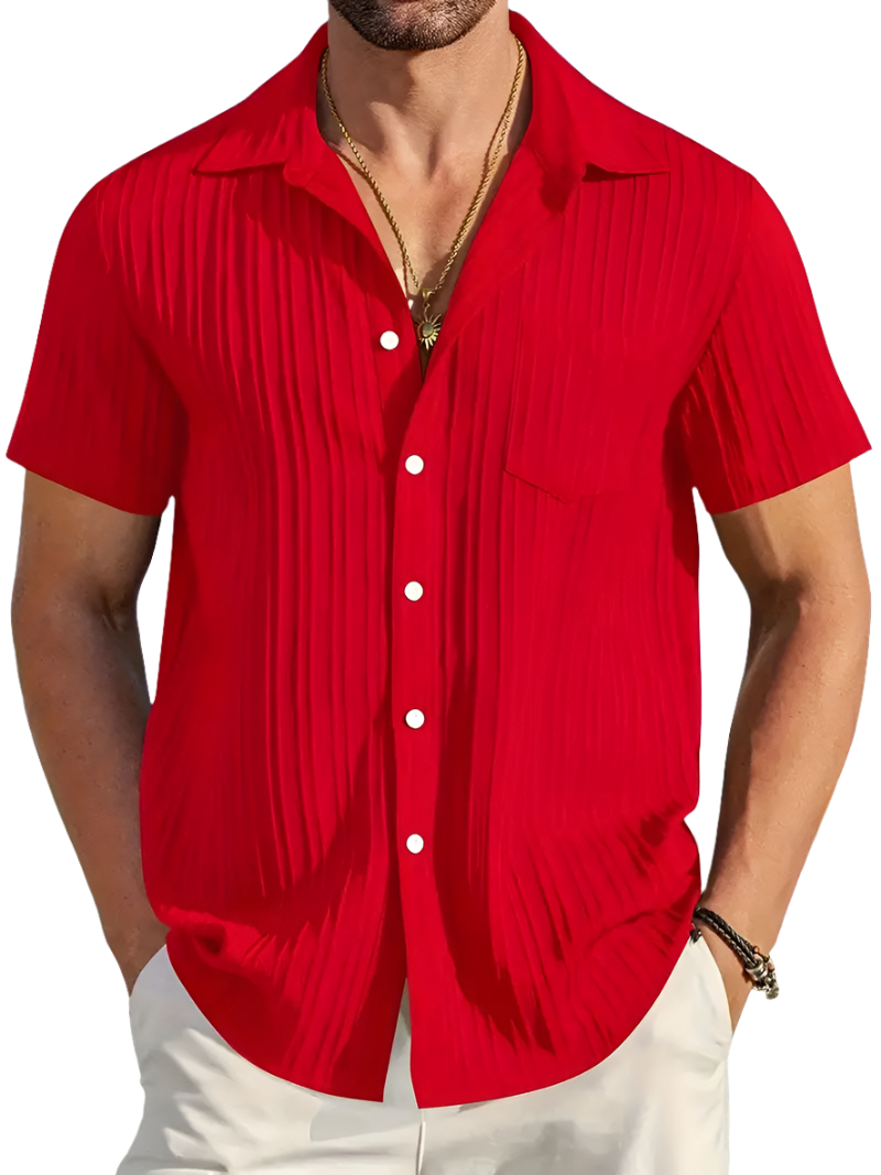 sem | korte mouw plissé shirt rood