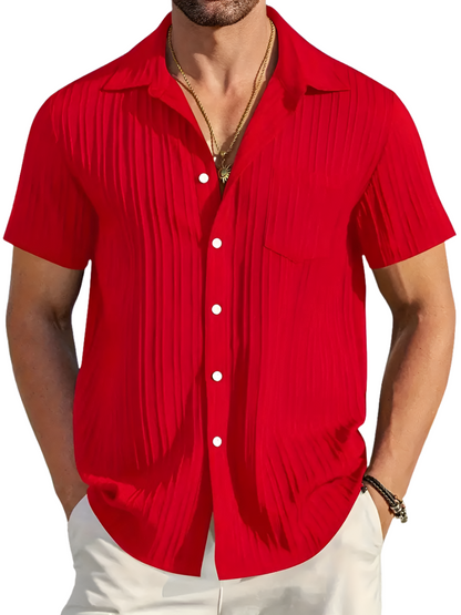 sem | korte mouw plissé shirt rood
