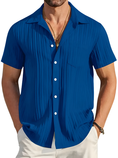 sem | korte mouw plissé shirt lichtblauw