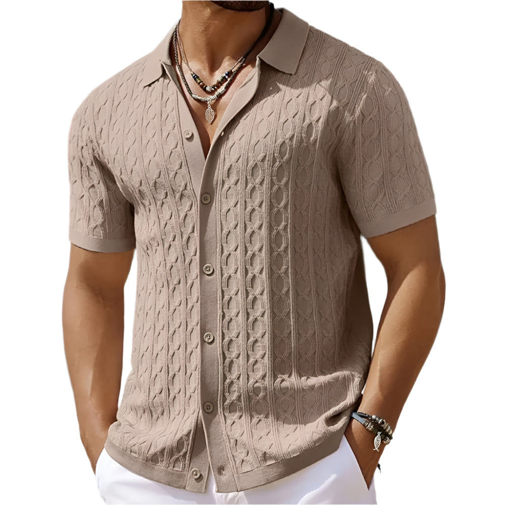 milan | gestructureerd polo met knopen khaki